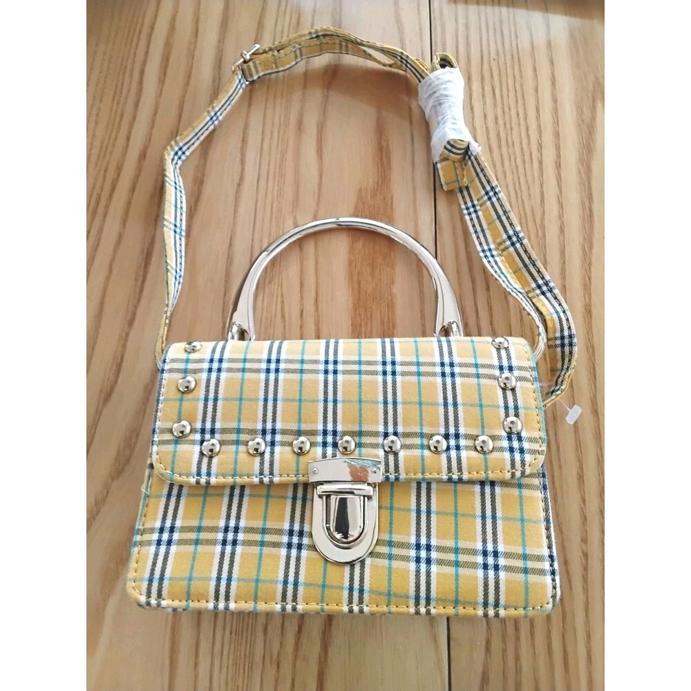 Oliver Miller Yellow Plaid Crossbody Handbag New No Tag